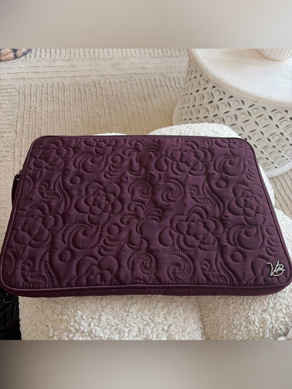 Vera Bradley Plum Floral Quilted Pouch with Pink & Green Lining